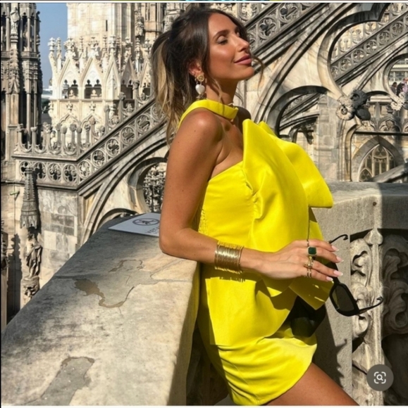 Zara Voluminous Mini Dress Limited Edition 3341/662 Size S Yellow - Picture 7 of 12